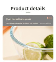 Hittebestendige keuken- en tafelartikelen glazen serveer-/mengkom voor pasta/ontbijtgranen/salade/fruit/rijst/noten/yoghurt/snacks/popcorn