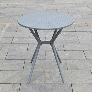 Round Molded <b>Plastic</b> <b>Table</b> with X style <b>Table</b> Base - A Modern and Compact Outdoor Chair, suitable for Garden Evening - Product Image 5
