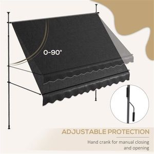 Tenda da Sole Estensibile in Lega di Alluminio per Balcone/Patio con Tettoia per Protezione dalla Pioggia - Funzionamento Manuale, Finitura Rivestita - Product Image 2