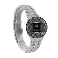 Montre mécanique de luxe pour homme Vana Jewels en acier inoxydable, entièrement sertie de moissanite, automatique, 41 mm, fermoir caché à bouton-poussoir, date automatique