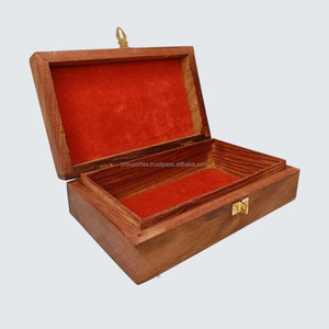 Caja de Joyería de Madera Hecha a Mano de Primera Calidad con Forro de Terciopelo, Cierre de Hebilla, Color Marrón, Forma Rectangular, Almacenamiento Duradero - Product Image 3