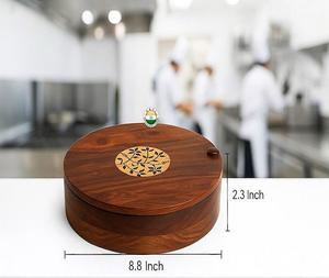 Caja de especias de madera para cocina, contenedor de madera para especias con compartimentos para frutos secos - Product Image 6