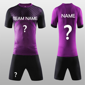 Uniforme de Fútbol Personalizado para Hombre, Manga Corta, Morado y Negro, Impresión Sublimada, Absorbe la Humedad, Ajuste Atlético, Ropa de Equipo - Product Image 1