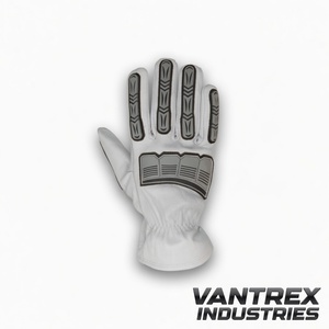Guantes de Trabajo Resistentes a Impactos de Cuero, Puntas de Dedos Texturizadas Blancas, Antideslizantes, Transpirables, con Puño de Seguridad de 10 milésimas de Grosor, para Uso General - Product Image 3