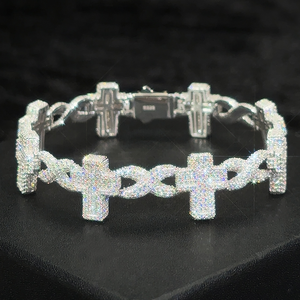 Bracelet en argent 925 pour femme, serti de diamants ovales, chaîne de luxe à maillons, bijoux de mariage plaqués rhodium - Product Image 2