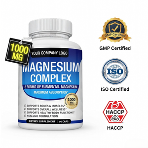 Capsules de glycinate de magnésium en vrac OEM, formule 8-en-1 (90 capsules/flacon) pour une meilleure densité osseuse et une nutrition quotidienne - Product Image 2