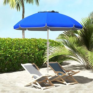 Ombrellone da Spiaggia Blu Zaffiro 5.7 con Regolazione Inclinazione, Altezza Regolabile, 2 Portabicchieri, Ganci, Ventilazione e Volant per Viaggi - Product Image 1