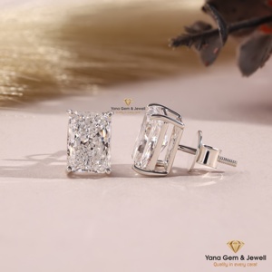Boucles d'oreilles solitaires en or massif 14 carats, forme radiant, 6 TCW, certifiées IGI, clarté VVS2, couleur F, diamant cultivé en laboratoire CVD pour femmes - Product Image 2