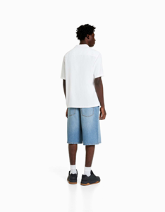 Pantalones Cortos de Mezclilla para Hombre, de Cintura Media, Corte Recto, Lavado Claro, Casuales de Verano, Tejido de Algodón, Venta al Por Mayor, Mejor Calidad - Product Image 4