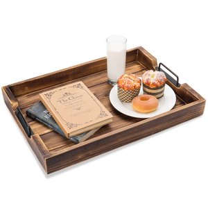 Bandeja decorativa redonda de madera de mango marrón oscuro personalizada, bandeja de servir de madera maciza, diseño minimalista para el hogar y la cocina - Product Image 2