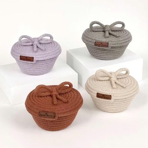 Bow Design Woven Cotton <b>Gift</b> <b>Box</b> With Bow Design Handmade Ramadan <b>Eid</b> Decoration Decorative Storage Basket - Product Image 1