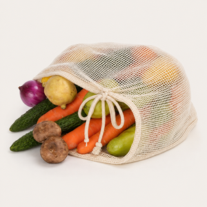 Bolsa de Malla de Algodón Reciclado Certificado GRS, 35x35 cm, Reutilizable, con Cordón, para Frutas, Verduras y Comestibles, con Logotipo Personalizado, Venta al Por Mayor - Product Image 4