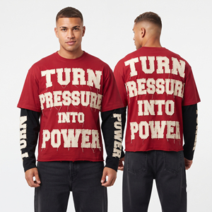 T-shirts à col rond pour hommes surdimensionnés à double couche avec broderie Hip Hop style américain - Product Image 6