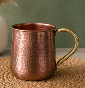 Hammered <b>Copper</b> <b>Mug</b> With Brass Handle Vintage Style Vintage Insulated Barrel Cocktail Drinkware with Brass Handle Drinkware - Product Image 5