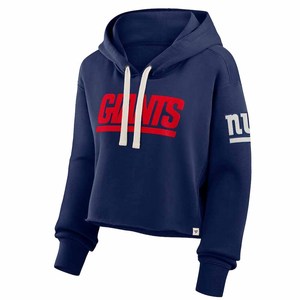 Sweat-shirt à capuche court bleu marine pour femme avec logo Giants, manches longues, tricoté, pour l'automne - Product Image 4