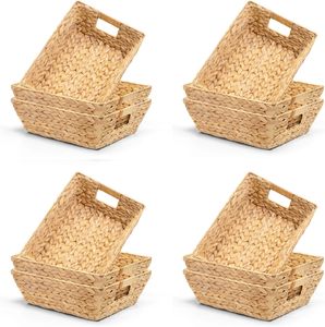 Water Hyacinth <b>Storage</b> <b>Basket</b> Handwoven Natural Organizer <b>Basket</b> <b>with</b> Handles for <b>Shelves</b> Laundry Wholesale - Product Image 1
