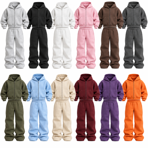 Ensemble survêtement unisexe en molleton épais 500 GSM avec sweat à capuche zippé et pantalon de survêtement, idéal pour l'hiver, personnalisable avec logo brodé ou impression numérique - Product Image 6