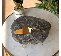 Support à gâteau rond en résine avec spatule antiadhésive, plateau aspect agate, style antique fait main, taille et couleur personnalisables, Inde