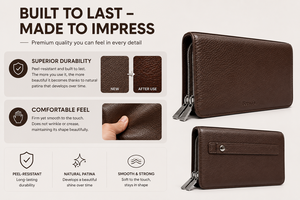 Genuine Leather Long <b>Wallet</b> <b>Women</b> Zipper Clutch Large Capacity Fashion Daily Use - Product Image 6