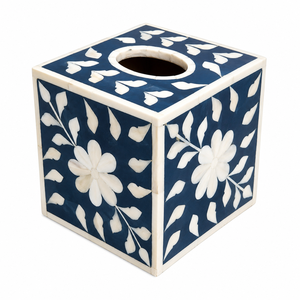 Luxury Handmade Conifer Modern Multi-Purpose Tissue Paper <b>Box</b> Cover Blue <b>Floral</b> Decorative Tissue Holder for Home and Hotel - Product Image 1