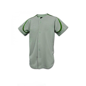 Ensemble uniforme de baseball pour homme, gris avec bordure verte, manches courtes, 100 % polyester, évacuation de l'humidité, vêtements toutes saisons - Product Image 2