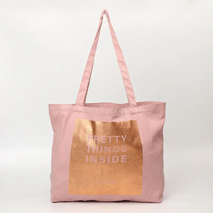 Sac fourre-tout en coton réutilisable et écologique avec fermeture éclair, personnalisable OEM, imprimé sur mesure pour les courses féminines - Product Image 4