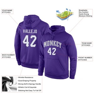 Custom Own Purple White Gray Hoodie Stitched Jersey Basketball <b>Style</b> Fleece Pullover Sweatshirt Team Casual Sportswear Hoodies - Product Image 2