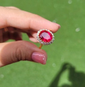 Floral Ruby Statement <b>Ring</b> 925 Sterling Silver 14K Gold Plated Handmade Elegant Jewelry Gift For Women - Product Image 3