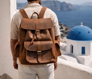Custom Genuine Leather Unisex Anti-Theft Zipper Backpack Travel <b>Laptop</b> Bag Waterproof <b>Rucksack</b> School Daypack LBK-0147 - Product Image 4