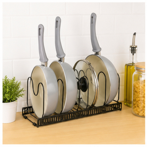 Pot and Pan Organizer Rack for Kitchen Cabinet Iron Cookware Storage for Pans Lids and <b>Bakeware</b> Space-Saving Pantry Organizer - Product Image 2