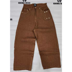 Vaqueros Selvedge Marrón Chocolate con Textura en Relieve, Peso Medio, Transpirables, Estilo Vintage, Personalizados, para Hombre, Corte Recto, Tejido de Punto, Coloridos, Otoño - Product Image 2