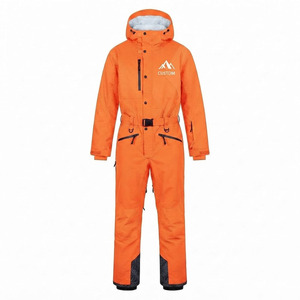 Combinaison de ski imperméable et coupe-vent à capuche avec fermeture éclair, logo personnalisé imprimé, pour homme et femme, hiver, extérieur, snowboard, polyester - Product Image 1