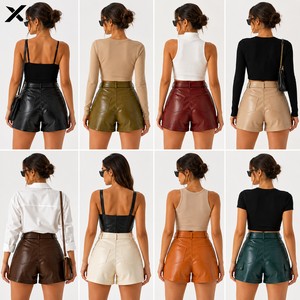 Shorts en cuir pour femme X Sports City, sexy et tendance, avec fermeture boutonnée, 100 % cuir véritable, pour l'extérieur, modèles 2026 - Product Image 3