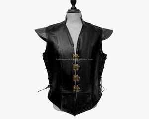 Chaleco de cuero negro con cordones de 2 lados hecho a mano transpirable con hebilla al por mayor de alta calidad servicio OEM - Product Image 1