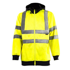 Sweat à capuche en polaire haute visibilité ANSI Classe 1, tissu 100 % polyester, couleur fluorescente, logo personnalisé, fermeture éclair, vêtements de sécurité réfléchissants - Product Image 5