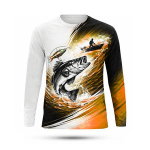 Nouveau maillot à manches longues pour homme, 100% polyester, UPF50+, antibactérien, respirant, séchage rapide, léger, col rond - Product Image 4