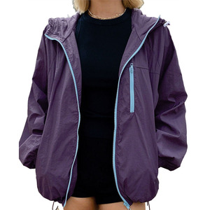 Low MOQ Wholesale Women's Hooded Windbreaker <b>Jacket</b> Lightweight Hiking <b>Zip</b> <b>Up</b> Coat Running Casual Streetwear <b>jacket</b> for men Bulk - Product Image 6