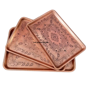 Plateau de service de luxe pour le petit-déjeuner, en acier inoxydable martelé rond doré avec poignées, pour la décoration de table à la maison, vente en gros - Product Image 4