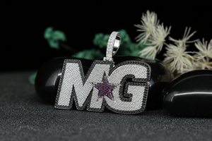<b>Custom</b> MG Letter Pendant 925 Sterling Silver Iced Diamond Look <b>Name</b> Logo Hip Hop Luxury Engagement Wedding Moissanite Pendant - Product Image 6