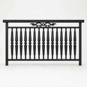 Panneau de balustrade en métal noir décoratif, balustre tourné en fer forgé, garde-corps à motif festonné pour escalier intérieur/extérieur et balcon - Product Image 1