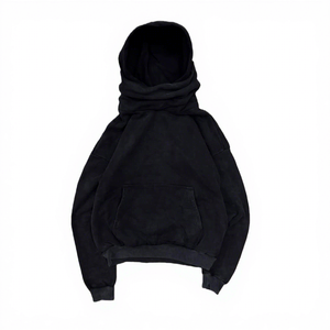 Sudadera con capucha OEM vintage lavada, estilo jersey, oversize, con capucha tipo bufanda, para hombre, lisa, a cuadros, de cuello alto, fabricante - Product Image 6
