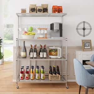 Scaffale da Cucina a 4 Ripiani su Ruote con Ripiani Regolabili - Product Image 2