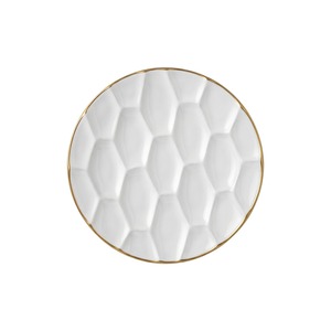 Assiette de présentation ronde moderne en aluminium moulé alvéolé, sous-assiette décorative, argent et or, vaisselle en métal faite à la main, décoration de table - Product Image 2