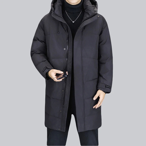 Mego Industry <b>Men's</b> <b>Long</b> Puffer Jacket Winter Thick Warm Zip up Quilted <b>Coat</b> Casual Solid <b>Black</b> 100% Polyester - Product Image 4