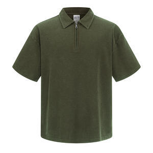 Summer Custom Heavyweight Waffle Knit <b>Down</b> Collar Short Sleeve T-Shirt Vintage Washed Wholesale Casual T-Shirts for Men's - Product Image 4