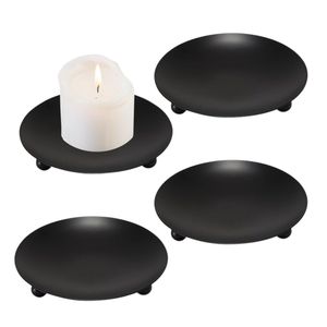 Juego de 2 candelabros de hierro con base circular y soporte plano, acabado con recubrimiento en polvo, para decoración de eventos, cocina y regalos. - Product Image 4