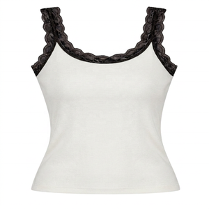 Haut Cami à Bretelles Fines en Dentelle Multicolore Bourgogne, Tissé Uni, Coupe Classique, pour Femme, Tenue Quotidienne Décontractée Printemps/Automne - Product Image 6