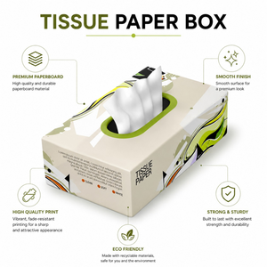Premium Luxury Soft 2 Ply Facial Tissue Paper <b>Box</b> | Printed Disposable Tissue Packaging <b>Box</b> for Home Office Hotel and Car Use - Product Image 4