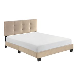 Testiera Regolabile in Altezza Rivestita in Velluto Marrone Chiaro, 1 Pezzo, in Legno Massello, per Camera da Letto - Letto Matrimoniale con Piattaforma e Testiera Trapuntata a Bottoni - Product Image 4