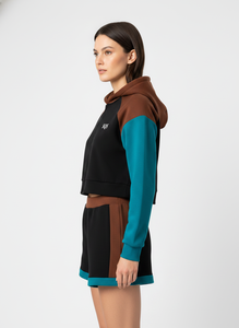 Premium Women's 450 GSM Cotton Fleece Cropped Zip Hoodie & Shorts Set with SQS Logo - Product Image 4